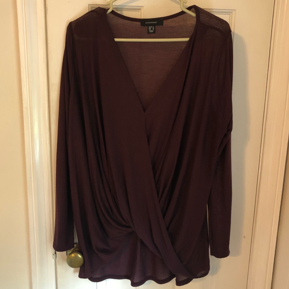 Plum surplice sheer top